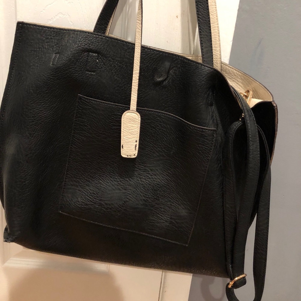 Reversible Faux leather tote